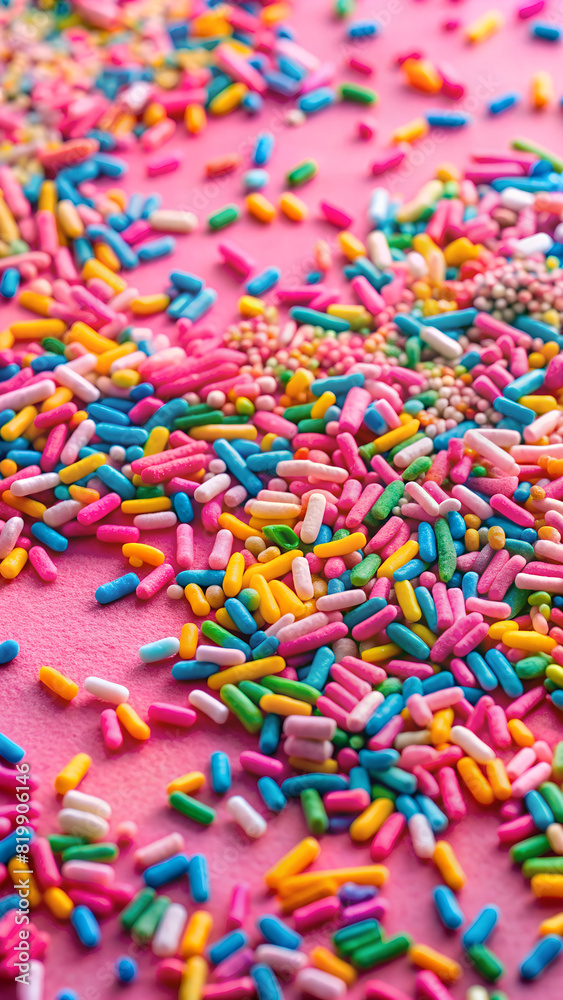 Sprinkles Sprinkled on Pink Surface Sprinkles Sprinkled on Pink Surface
