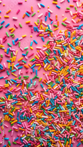 Sprinkles Sprinkled on Pink Surface