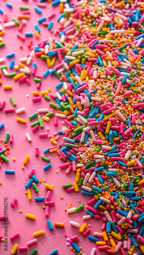 Sprinkles Sprinkled on Pink Surface