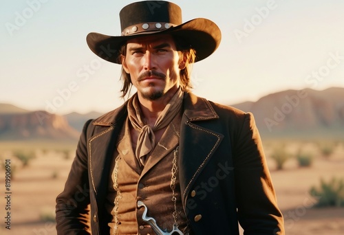 portrait of a wild west gunslinger
 photo