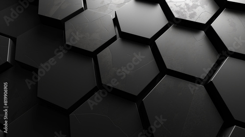 A close up of black hexagonal shapes