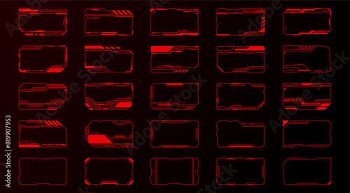 red abstract frames technology futuristic interface hud vector design for ui games.	