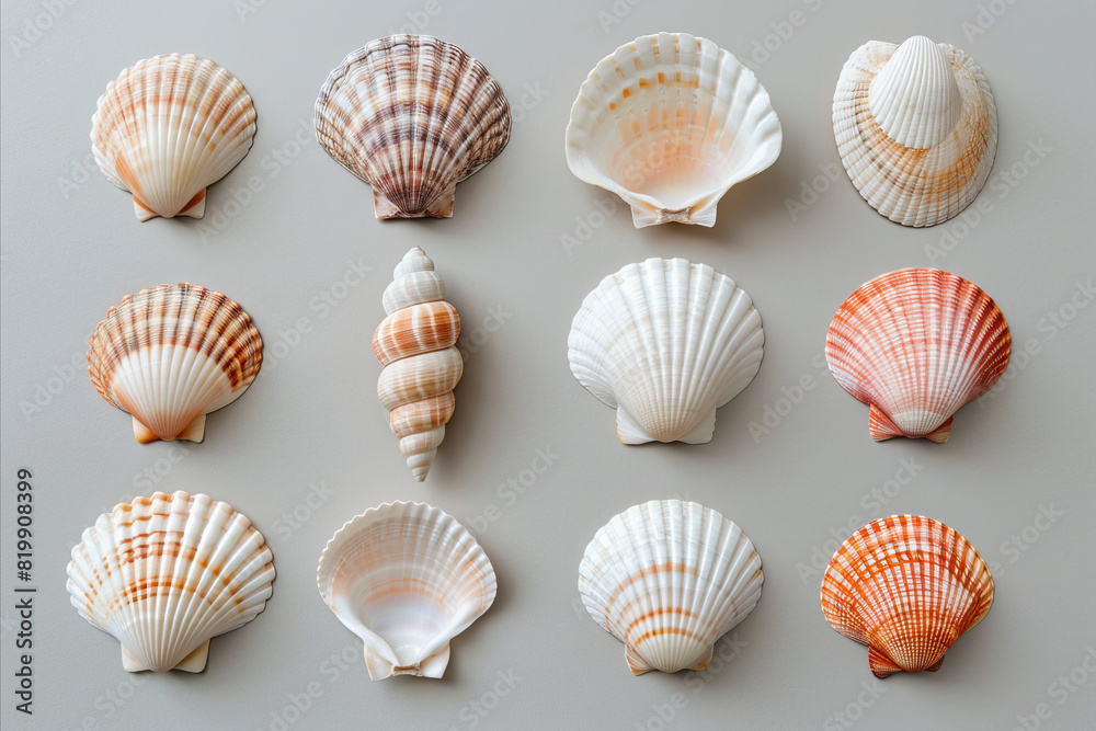 A collection of beautiful natural sea shells A collection of beautiful natural sea shells