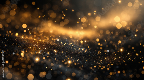 A blurry image of gold and black sparkles with a mood of mystery and intrigue