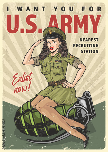 US army vintage flyer colorful
