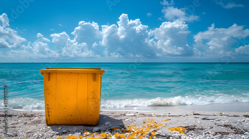 garbage bin on the beach