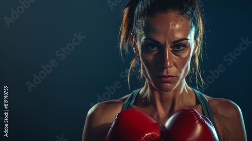 Determined Female Boxer Ready photo
