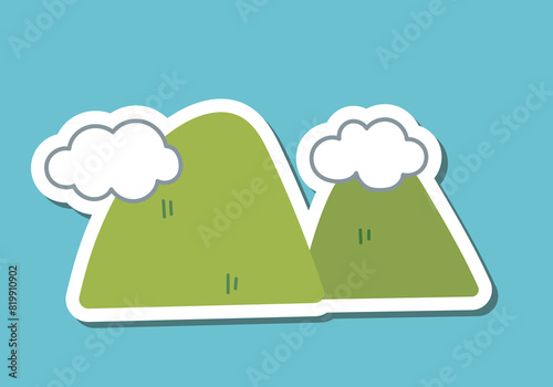 山のイラスト　　シール