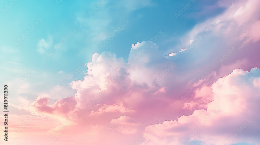 A beautiful blue and pink sky with fluffy clouds A beautiful blue and pink sky with fluffy clouds