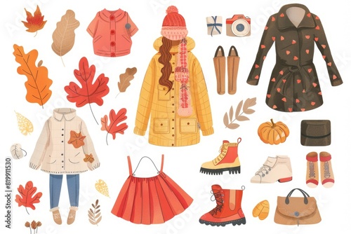 A variety of stylish autumn clothes and accessories. Perfect for seasonal fashion campaigns