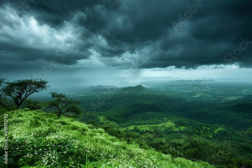 Majestic mountain landscape showcasing the beauty of nature with lush greenery and beautiful skies.