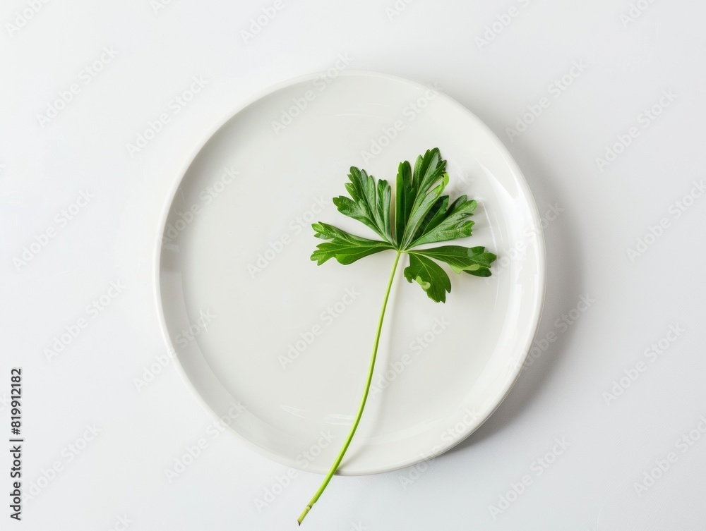 Elegant Presentation of Green Kelp on White Ceramic Plate, Fresh Superfood Concept with Clean Aesthetic