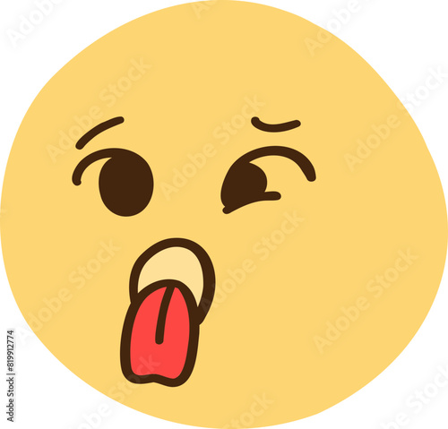 vomit emoji, kawaii emoticon, cute doodle outline