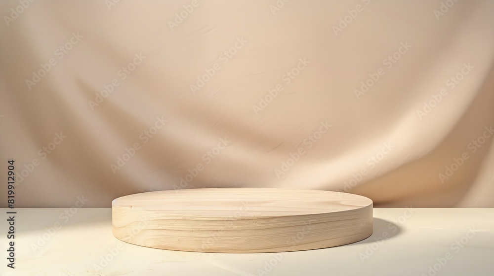Blank wooden podium for product display on paper background : Generative AI Blank wooden podium for product display on paper background : Generative AI