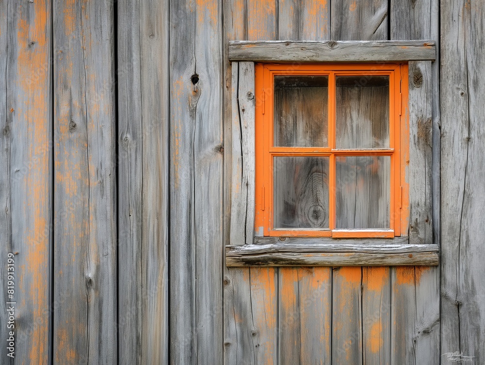 A window with a wooden frame and a wooden wall