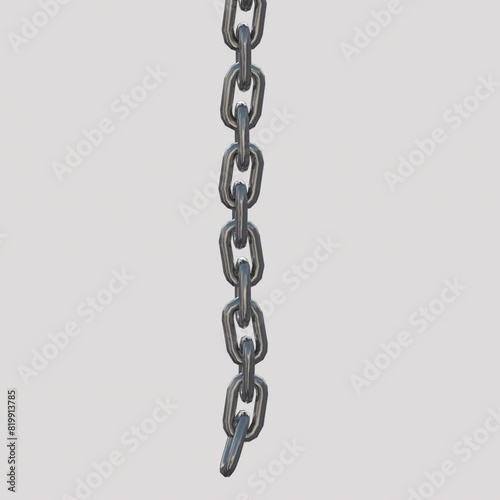 3d animated metal chain with transparent background, drag and drop. Seampless loop. photo
