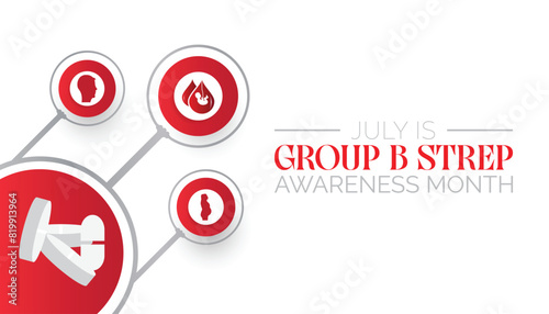 International Group B Strep Awareness Month observed every year in July. Template for background, banner, card, poster with text inscription.
