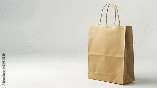 Brown paper bag isolated on white background with clipping path : Generative AI