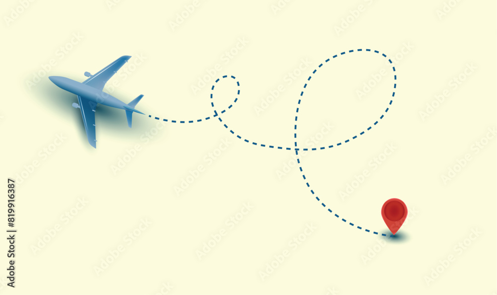 Modern plane line. Summer travel vector illustration