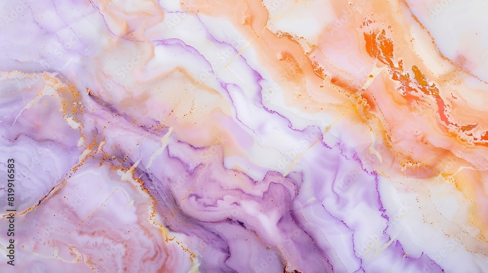 Smooth marble photography backdrop light pink purple and orange hue abstract background surface for food or product presentation : Generative AI