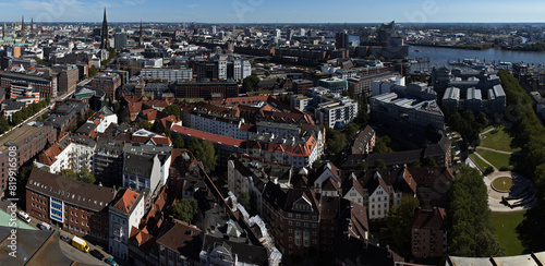 View from the St. Michael's Church in Hamburg, Europe
