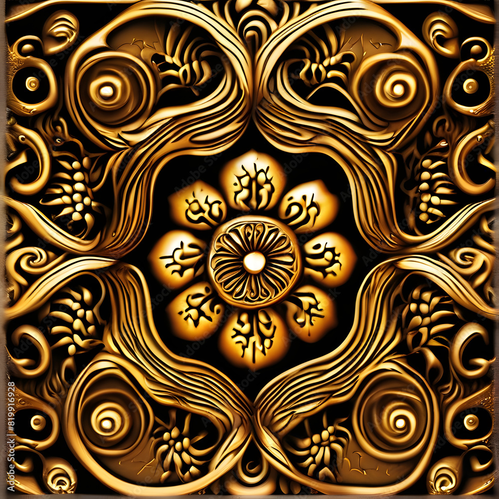 Antique Kanok pattern background, gold line background