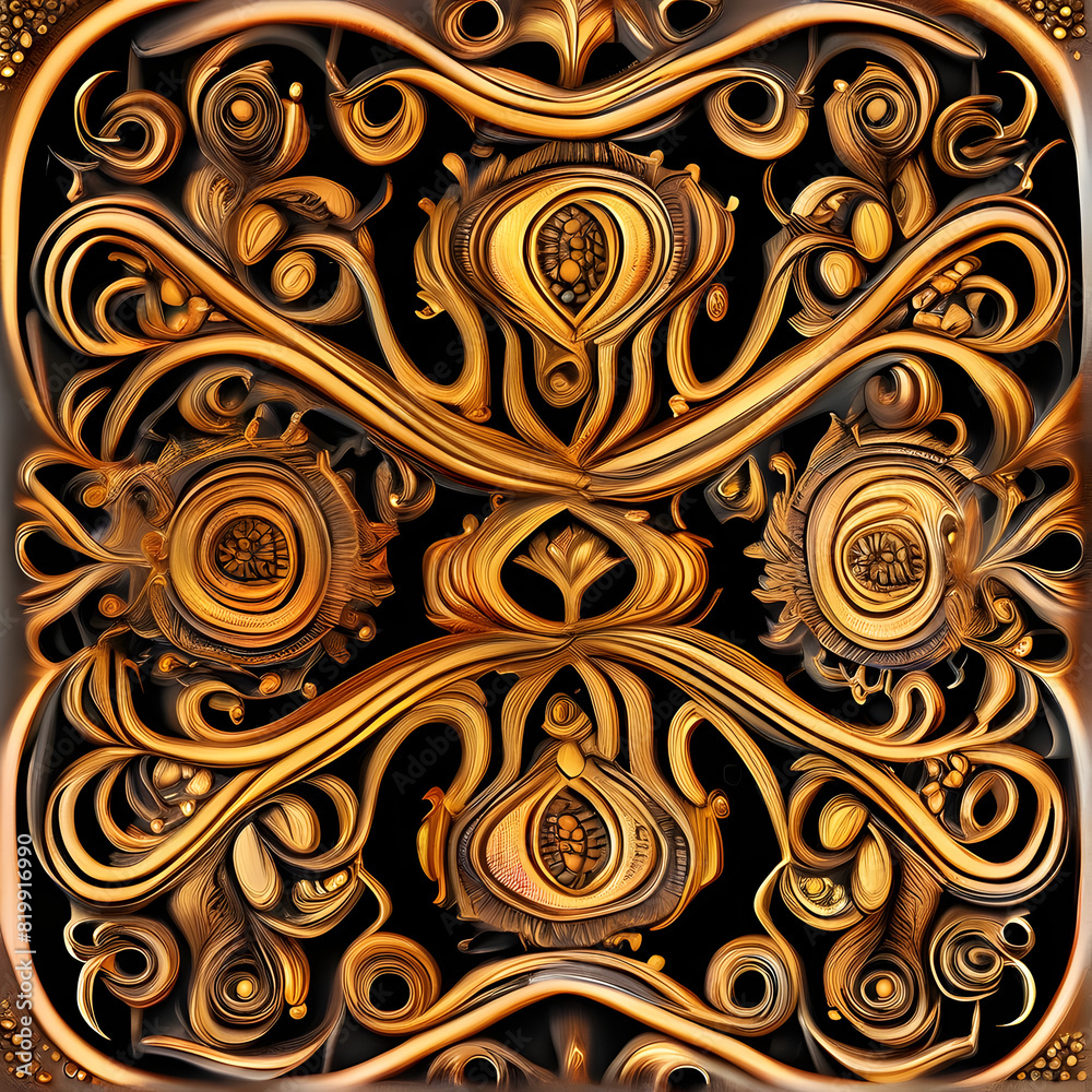 Antique Kanok pattern background, gold line background Antique Kanok pattern background, gold line background