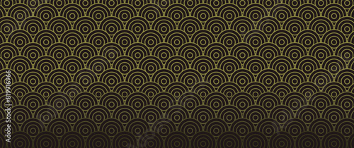 seamless japanese pattern with vertical linear gradient, japanese circle geometric pattern for background, card, banner, template