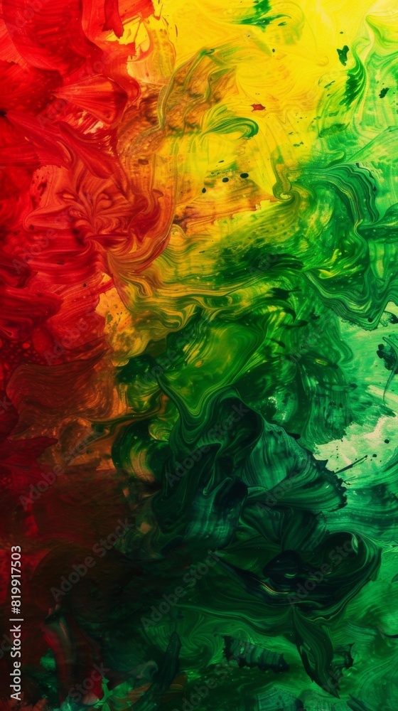 Red green and yellow watercolor paint background