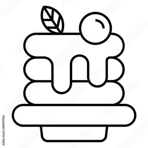 Breakfast pancakes with syrup and butter icon for food apps and websites
