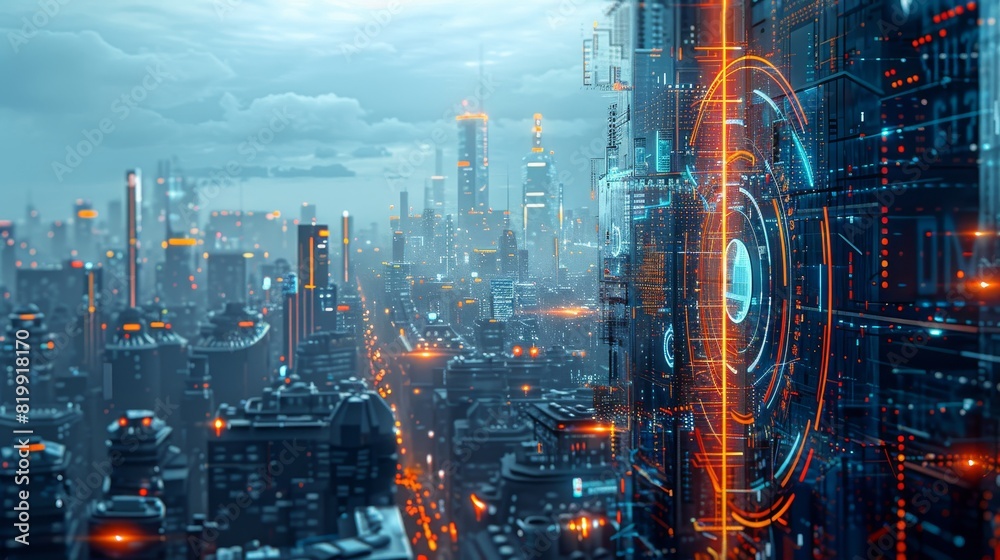 Generate an image featuring a futuristic bank Generate an image featuring a futuristic bank