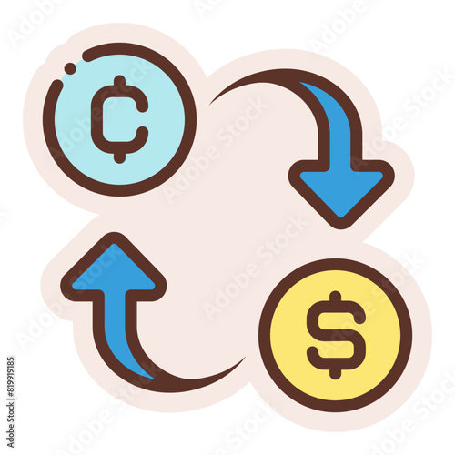 crypto and dollar exchange sticker