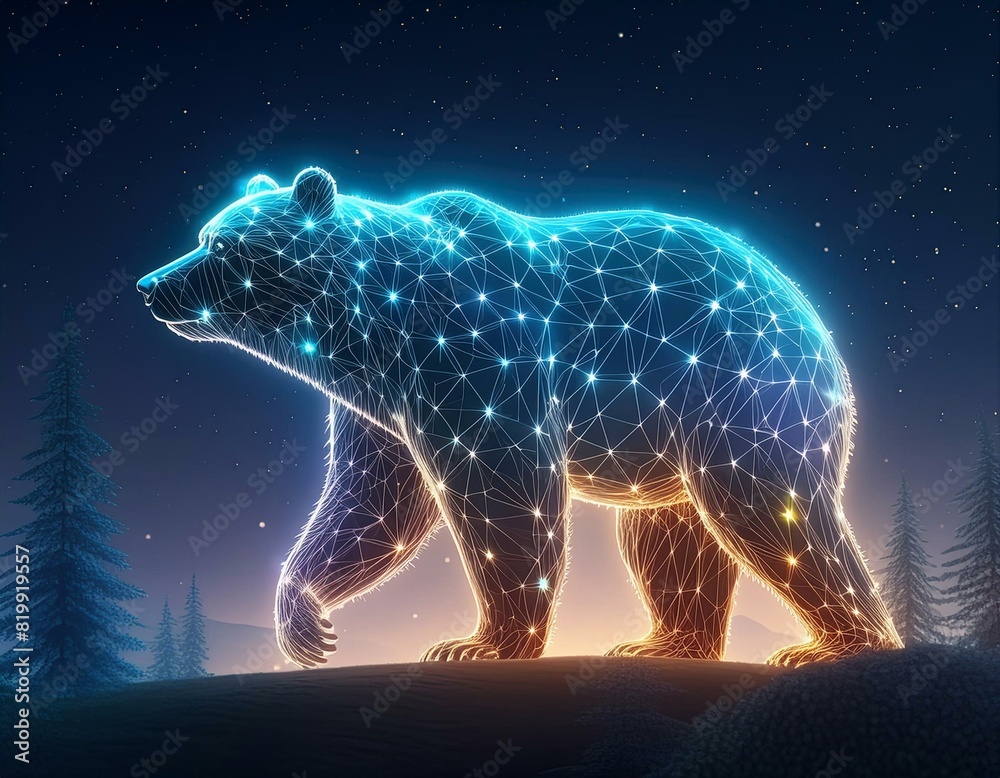 Fototapeta premium bear in neon light