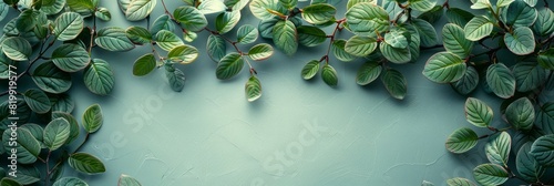 A cluster of green leaves hanging from a tree branch photo