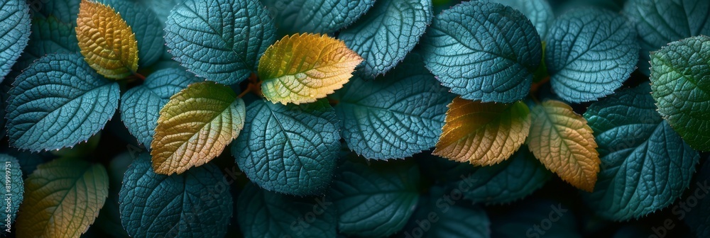 Abstract background of leaves on a wall in a blur