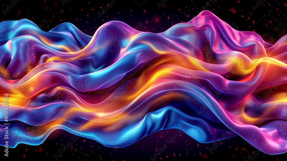 Obraz premium A colorful, flowing piece of fabric with glittery specks