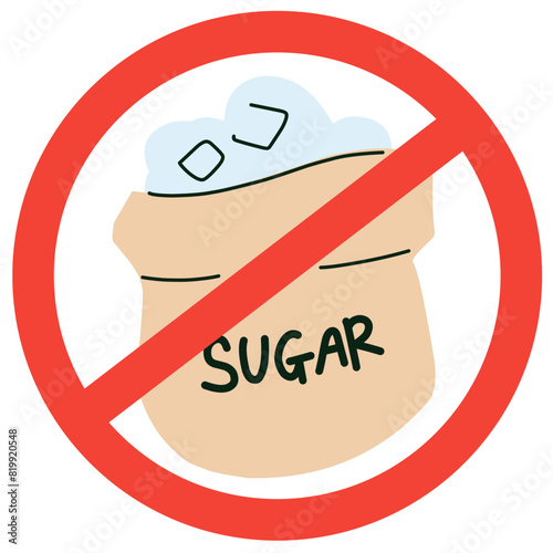 No sugar sign. Diabetes awareness Illustration 