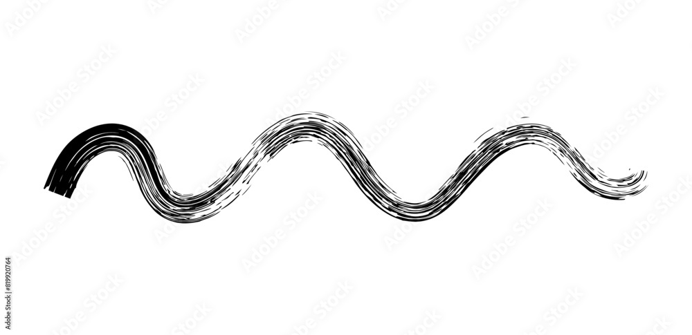 Dry brush mark, pencil squiggle and scribble. Hand drawn vector crayon various line, spiral and doodle. Black rough highlighter, chalk stroke, pencil divider. Curly line. Scratchy