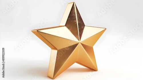 Golden Star Geometric Metallic Icon Elegant Modern 3D Render Flat Design