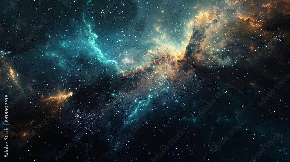 Generate an image of a futuristic starscape against a sleek black background Generate an image of a futuristic starscape against a sleek black background