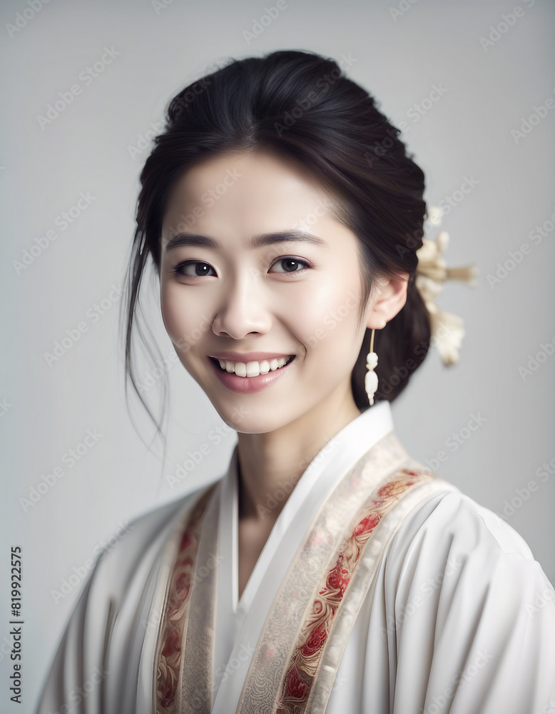 portrait of a Chinese woman with a beautiful and sincere smile in traditional clothes, isolated white background
portrait of a Chinese woman with a beautiful and sincere smile in traditional clothes, isolated white background