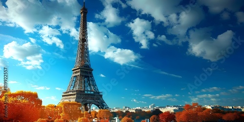 Iconic Eiffel Tower in Paris, France: Symbol of the City's Beauty. Concept Landmark, Eiffel Tower, Paris, France, City Beauty