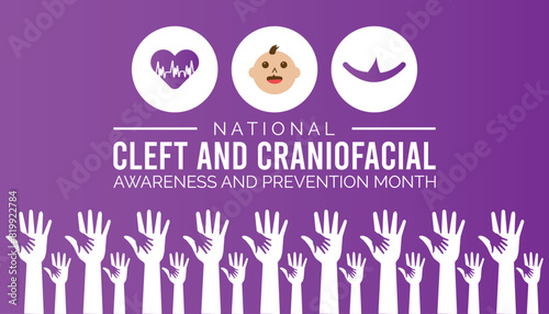 national cleft and craniofacial awareness and prevention month observed every year in July. Template for background, banner, card, poster with text inscription. photo