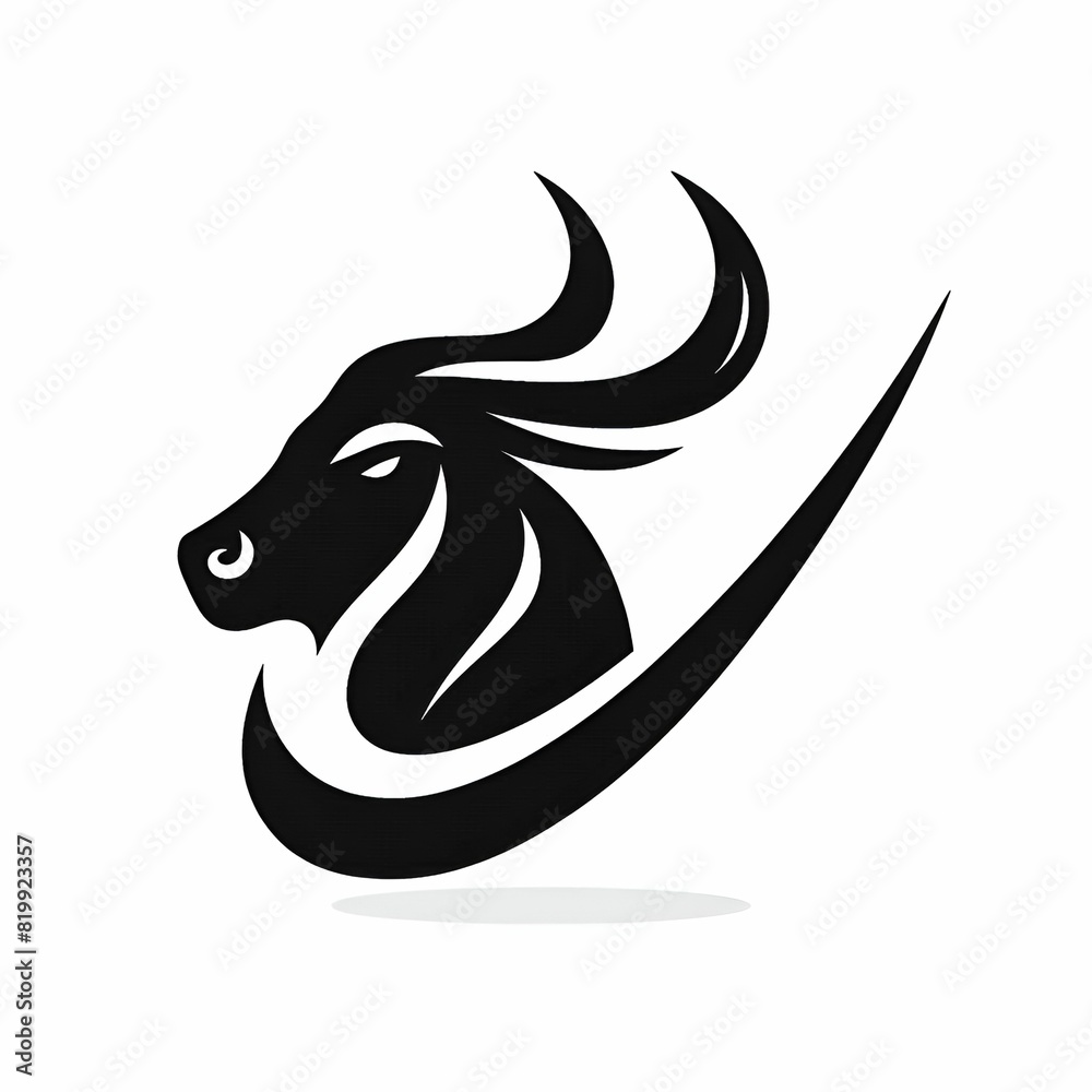 Minimalistic black and white taurus upper body logo design