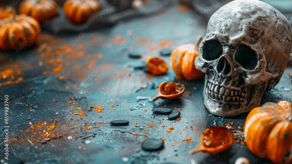 background of halloween party accessories. with copy space for text background of halloween party accessories. with copy space for text