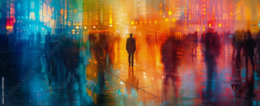 Naklejka premium Nighttime City Stroll