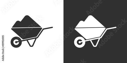Wheelbarrow with sand or soil sign icon vector design