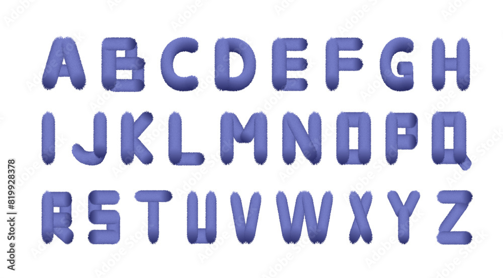 3D Fluffy Font design isolated white background. Creative 3D Alphabet collection with cute Hairy texture. Blue Letters set. 3D Fluffy Font design isolated white background. Creative 3D Alphabet collection with cute Hairy texture. Blue Letters set.