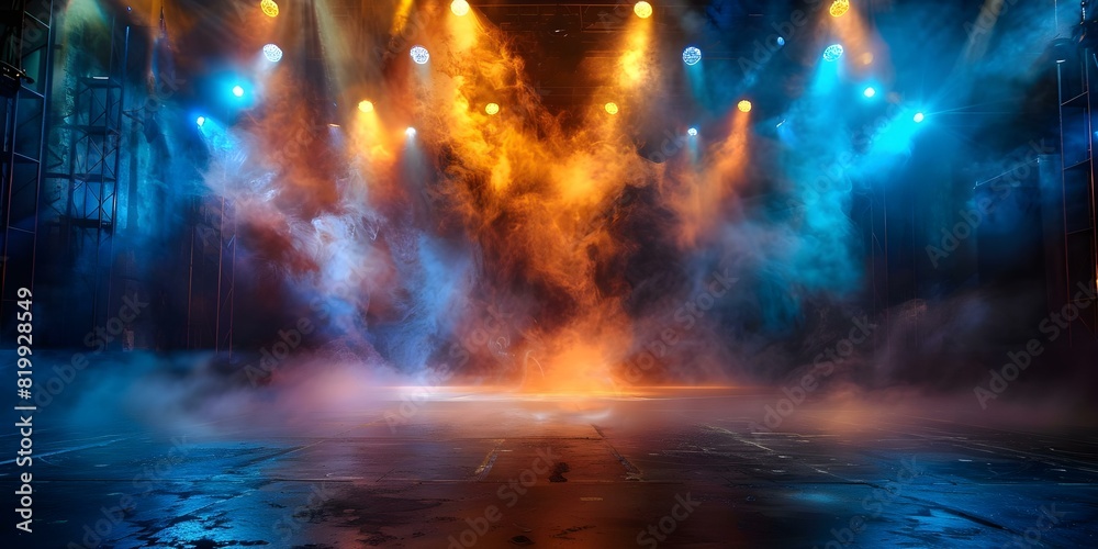 Atmospheric Empty Opera Stage with Spotlights and Fog. Concept Theater Lighting, Stage Design, Dramatic Settings, Empty Spaces