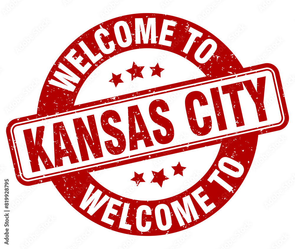 Welcome to Kansas City stamp. Kansas City round sign Welcome to Kansas City stamp. Kansas City round sign